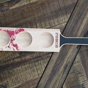 Wooden Beer Flight Paddle with Red Splatter Design